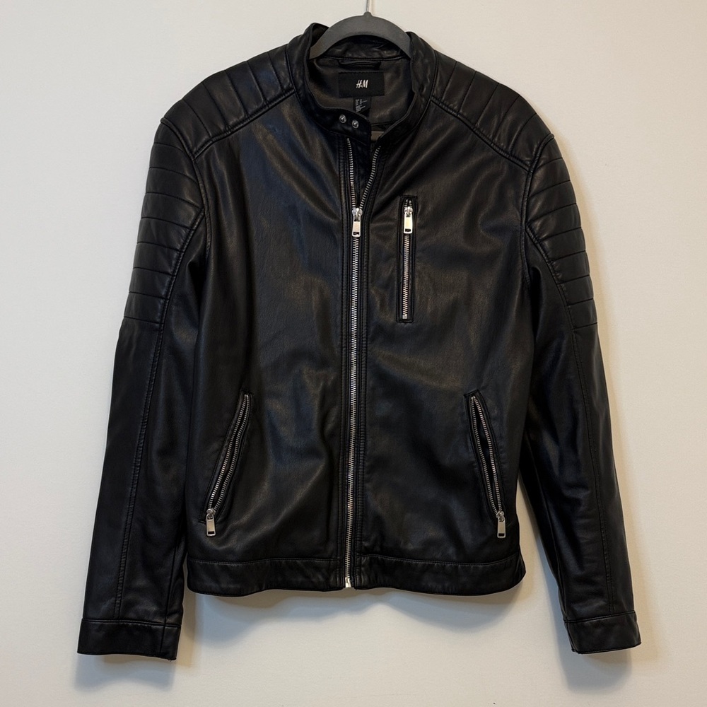 H&M Men's Black Faux Leather Jacket